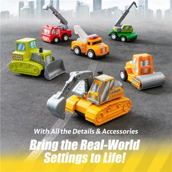 18 Pcs Pull Back City Cars and Trucks Toy Vehicles Set Friction Powered Cars Toy - Picture 4 of 7